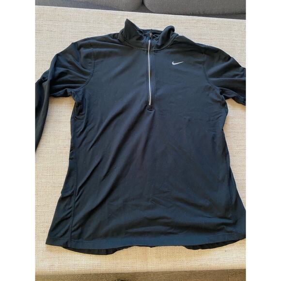 NIKE Womens Sweater Size Medium Black Dri Fit 1/4 Zip Long Sleeves Pullover M - Picture 1 of 10